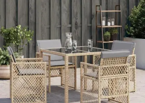 Fotolii de grădină cu perne, 4 buc., bej combinat, poliratan - 3/5