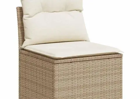 Set canapele de grădină cu perne, 6 piese, bej, poliratan - 3/5