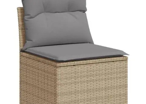 Set canapele de grădină, 8 piese, cu perne, bej, poliratan - 3/5