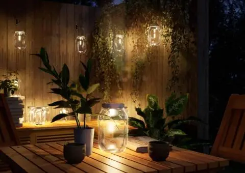 Lampă solară din sticlă pentru exterior, 12 buc., alb cald - 1/5