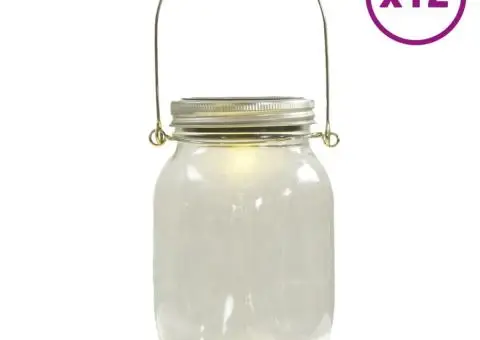 Lampă solară din sticlă pentru exterior, 12 buc., alb cald - 2/5