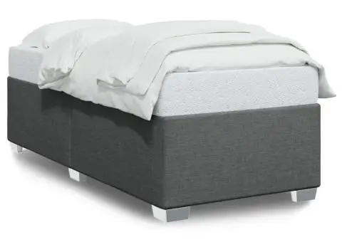 Cadru de pat fără saltea, gri închis, 80x200 cm, textil - 2/5