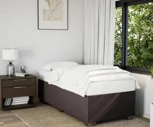 vidaXL Cadru de pat fără saltea, maro închis, 90x190 cm, textil