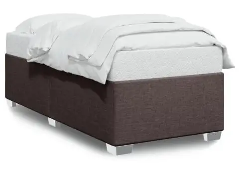 Cadru de pat fără saltea, maro închis, 90x190 cm, textil - 2/5