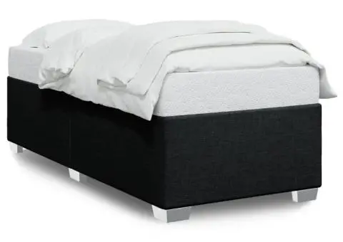 Cadru pat fără saltea țesătură neagră 90x200 cm - 2/5