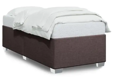 Cadru de pat fără saltea, maro închis, 100x200 cm, textil - 2/5