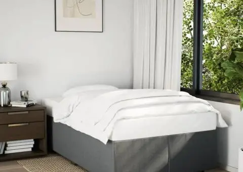 Cadru de pat fără saltea gri închis 120x190 cm țesătură - 1/5