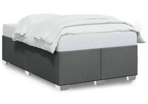 Cadru de pat fără saltea gri închis 120x190 cm țesătură - 2/5