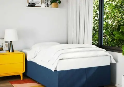 Cadru de pat fără saltea țesătură albastră 120x200 cm - 1/5