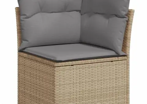 Set canapele de grădină, 7 piese, cu perne, bej, poliratan - 4/5