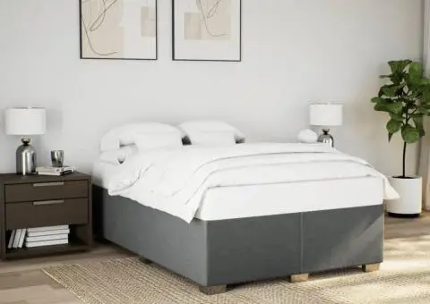 Cadru de pat fără saltea, gri închis, 140x190 cm, textil - 1/5