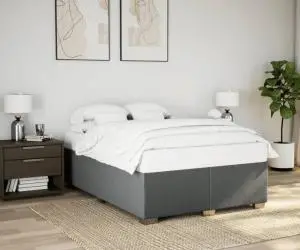 vidaXL Cadru de pat fără saltea, gri închis, 140x190 cm, textil