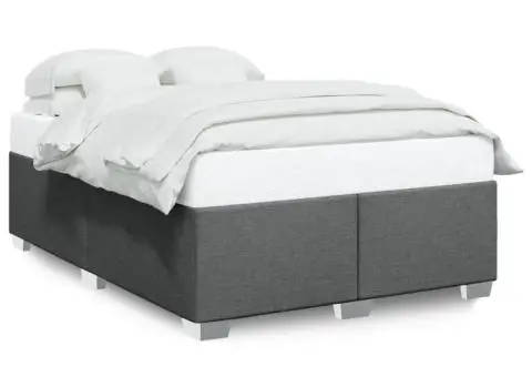 Cadru de pat fără saltea, gri închis, 140x190 cm, textil - 2/5