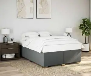 vidaXL Cadru de pat fără saltea, gri închis, 140x200 cm, textil