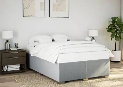 Cadru de pat fără saltea, gri deschis, 160x200 cm, textil - 1/5