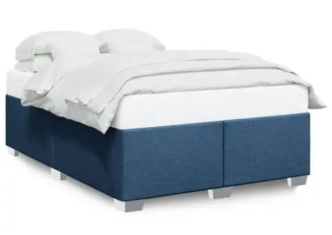 Cadru de pat fără saltea, albastru, 160x200 cm, textil - 2/5