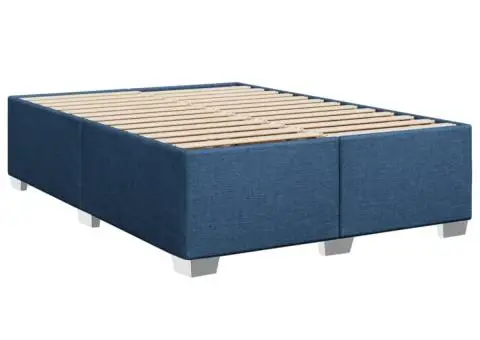 Cadru de pat fără saltea, albastru, 160x200 cm, textil - 3/5