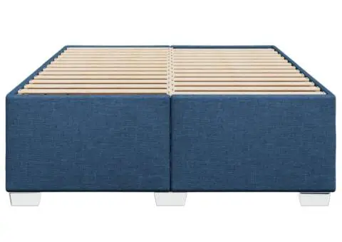 Cadru de pat fără saltea, albastru, 160x200 cm, textil - 4/5