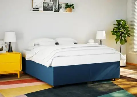 Cadru de pat fără saltea, albastru, 180x200 cm, textil - 1/5