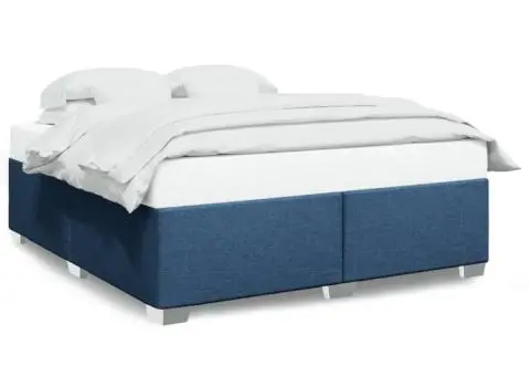 Cadru de pat fără saltea, albastru, 180x200 cm, textil - 2/5