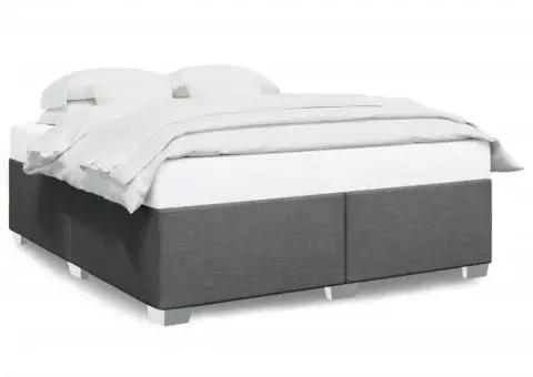 Cadru de pat fără saltea, gri închis, 180x200 cm, textil - 2/5