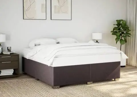 Cadru de pat fără saltea, maro închis, 200x200 cm, textil - 1/5