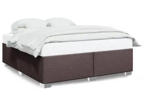 Cadru de pat fără saltea, maro închis, 200x200 cm, textil - 2/5