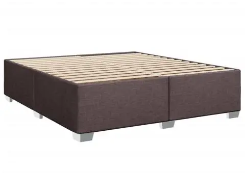 Cadru de pat fără saltea, maro închis, 200x200 cm, textil - 3/5