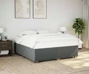 vidaXL Cadru de pat fără saltea, gri închis, 200x200 cm, textil