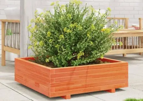 Jardinieră grădină, maro ceruit, 80x80x26,5 cm, lemn masiv pin - 3/5