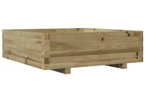 Jardinieră de grădină, 80x80x26,5 cm, lemn de pin impregnat - 2/5