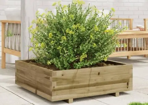 Jardinieră de grădină, 80x80x26,5 cm, lemn de pin impregnat - 3/5