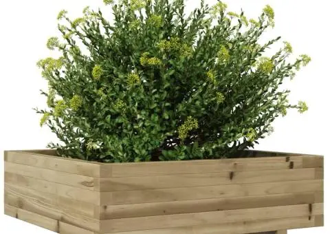 Jardinieră de grădină, 80x80x26,5 cm, lemn de pin impregnat - 4/5