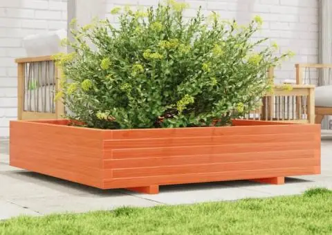 Jardinieră grădină, maro ceruit, 110x110x26,5cm, lemn masiv pin - 3/5