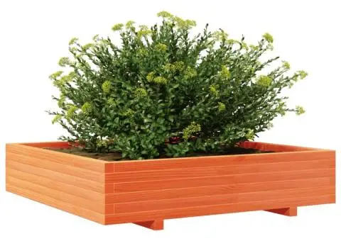 Jardinieră grădină, maro ceruit, 110x110x26,5cm, lemn masiv pin - 4/5