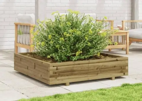 Jardinieră de grădină, 110x110x26,5 cm, lemn de pin impregnat - 1/5