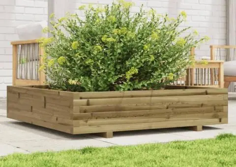 Jardinieră de grădină, 110x110x26,5 cm, lemn de pin impregnat - 3/5