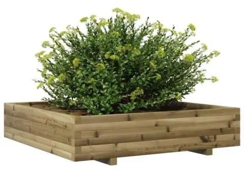 Jardinieră de grădină, 110x110x26,5 cm, lemn de pin impregnat - 4/5
