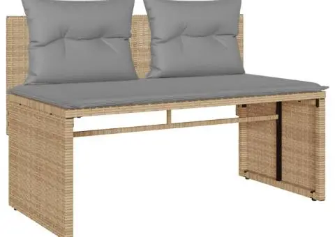 Set canapele de grădină, 4 piese, cu perne, bej, poliratan - 4/5