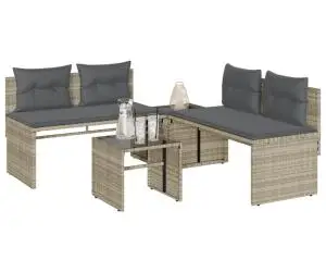 vidaXL Set canapea de grădină cu perne, 4 piese, gri deschis poliratan