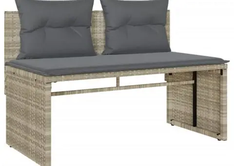 Set canapea de grădină cu perne, 4 piese, gri deschis poliratan - 4/5