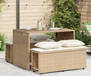 vidaXL Set mobilier de grădină cu perne, 3 piese, bej, poliratan