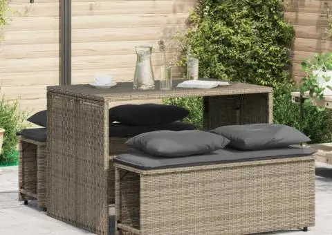 Set mobilier de grădină cu perne, 3 piese, gri, poliratan - 1/5