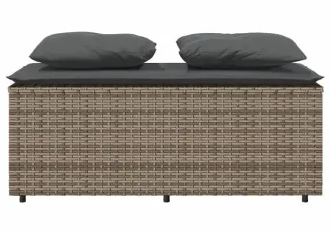 Set mobilier de grădină cu perne, 3 piese, gri, poliratan - 5/5