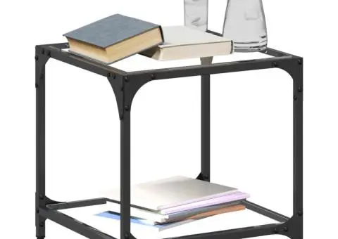 Mese cafea blat din sticlă transparentă 2 buc. 40x40x40 cm oțel - 3/5