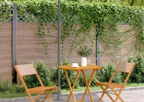 Set mobilier bistro, 3 piese, textil taupe/lemn masiv - 1/5