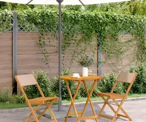 vidaXL Set mobilier bistro, 3 piese, textil taupe/lemn masiv