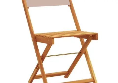 Set mobilier bistro, 3 piese, textil taupe/lemn masiv - 3/5