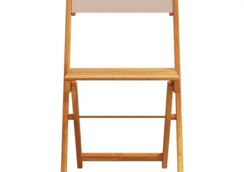 Set mobilier bistro, 3 piese, textil taupe/lemn masiv - 4/5