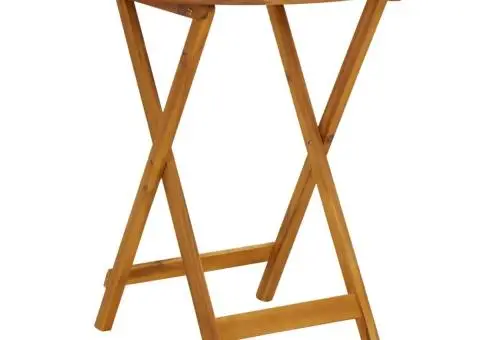 Set mobilier bistro, 3 piese, textil taupe/lemn masiv - 5/5